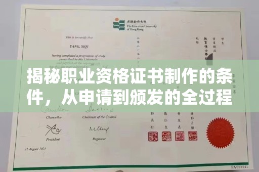 汶上揭秘职业资格证书制作的条件，从申请到颁发的全过程